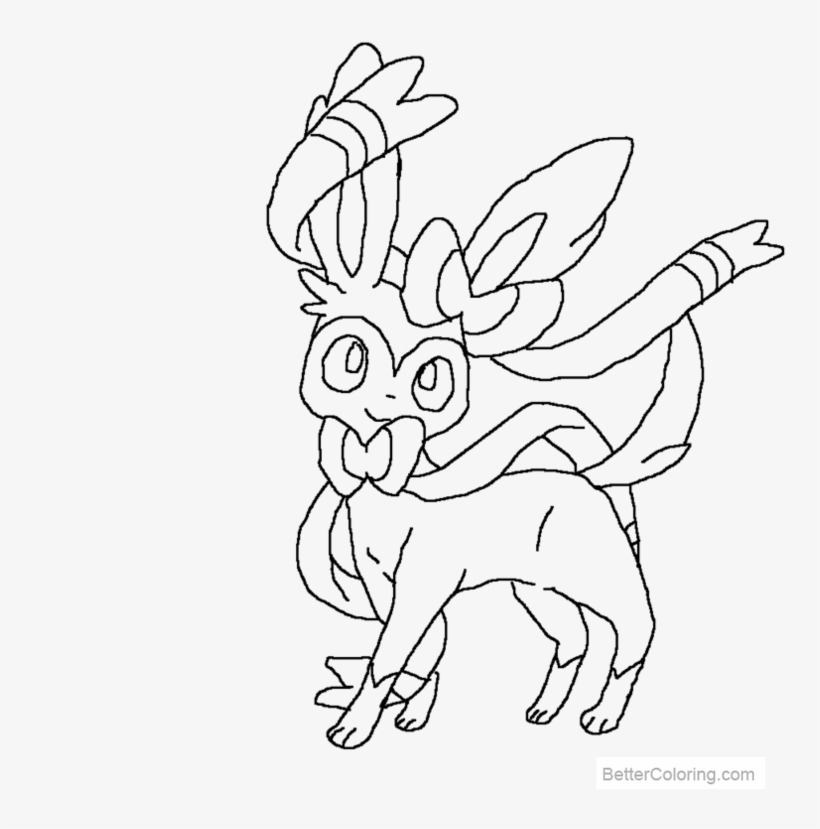 Download This Coloring Page - Sylveon Black And White, transparent png #1603733