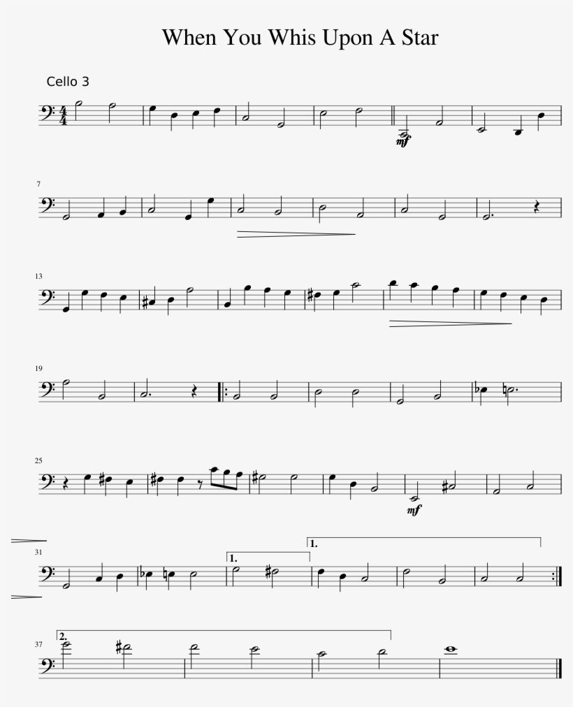 When You Whis Upon A Star Sheet Music 1 Of 1 Pages - Ed Sheeran Hands Of Gold Noten, transparent png #1605371