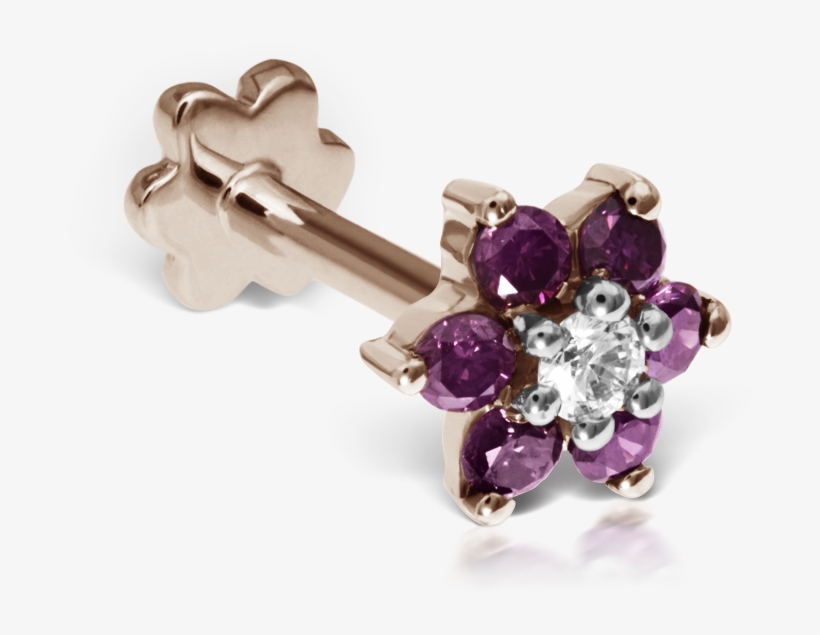 Rose-purple Diamond Flower - 7mm Purple Diamond Flower Traditional Stud, transparent png #1606621