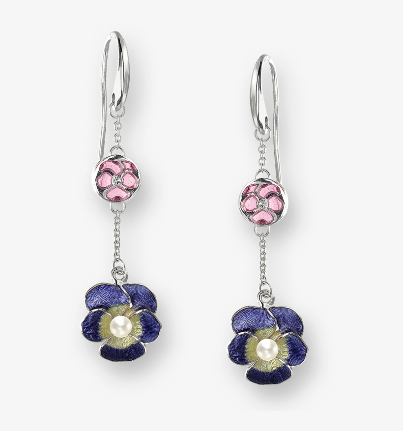 Nicole Barr Designs Sterling Silver Pansy Wire Earrings-purple - Nicole Barr Pansy Dangle Earrings, transparent png #1606833