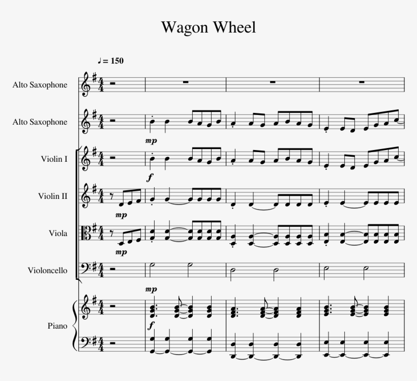 Wagon Wheel Sheet Music 1 Of 11 Pages - Sheet Music, transparent png #1607235