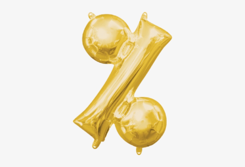 16" Letters - Gold Percentage Balloon - 16" Foil (each), transparent png #1607412