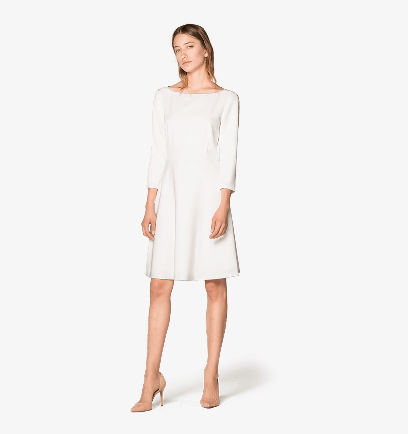 Rosway White Fit And Flare Dress-view Front - Dress, transparent png #1609241