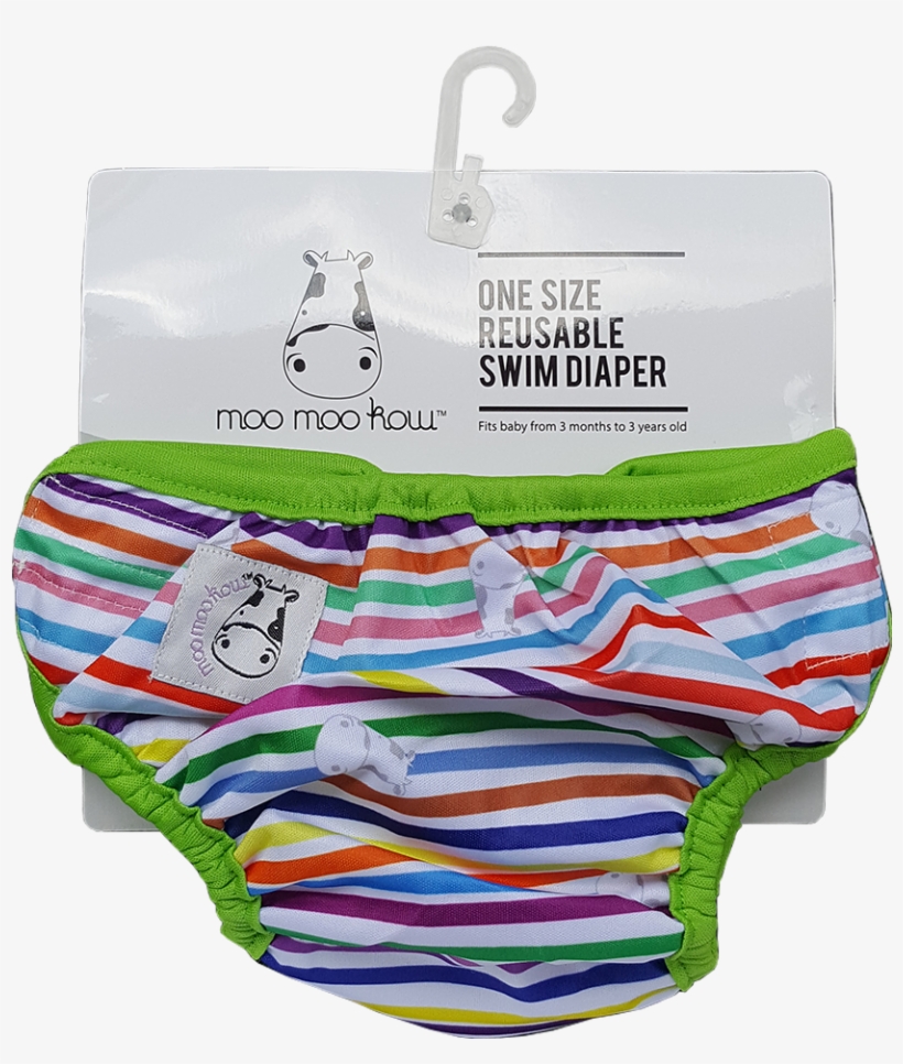 One Size Swim Diaper Rainbow With Green Border - Swim Diaper, transparent png #1609761