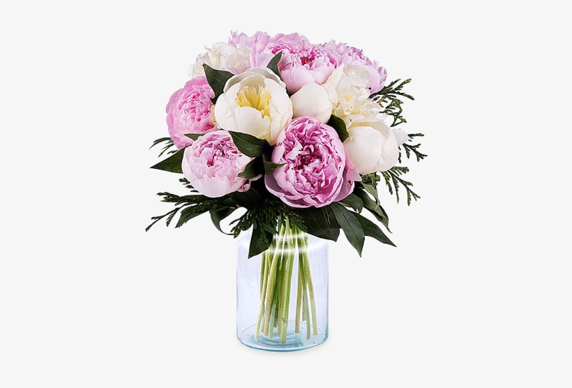 Pink And White Peonies - Pink Flowers In Vase, transparent png #1611895