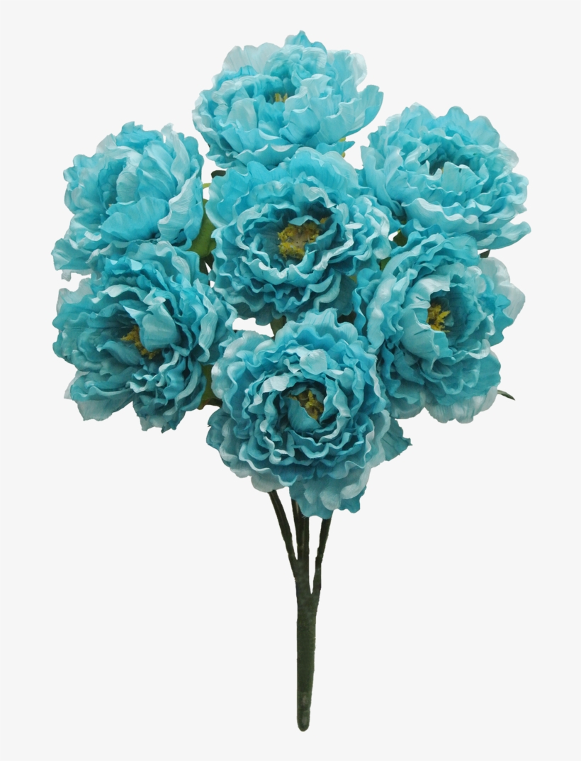 Tuquoise Peony Bush X7 Sale Item - Transparent Turquoise Flowers, transparent png #1612685