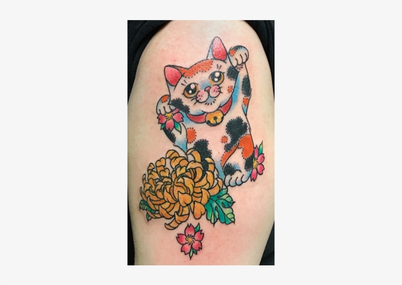 Rebeka Maine Tattoo Artist Lucky Cat Chrysanthemum, transparent png #1613904