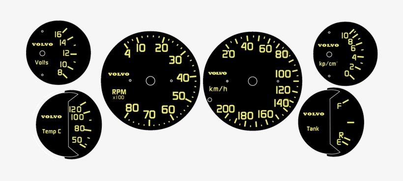 If Requested, This Set May Include A Single-digit Tach, - Two Speedometer Old Volvo, transparent png #1614006