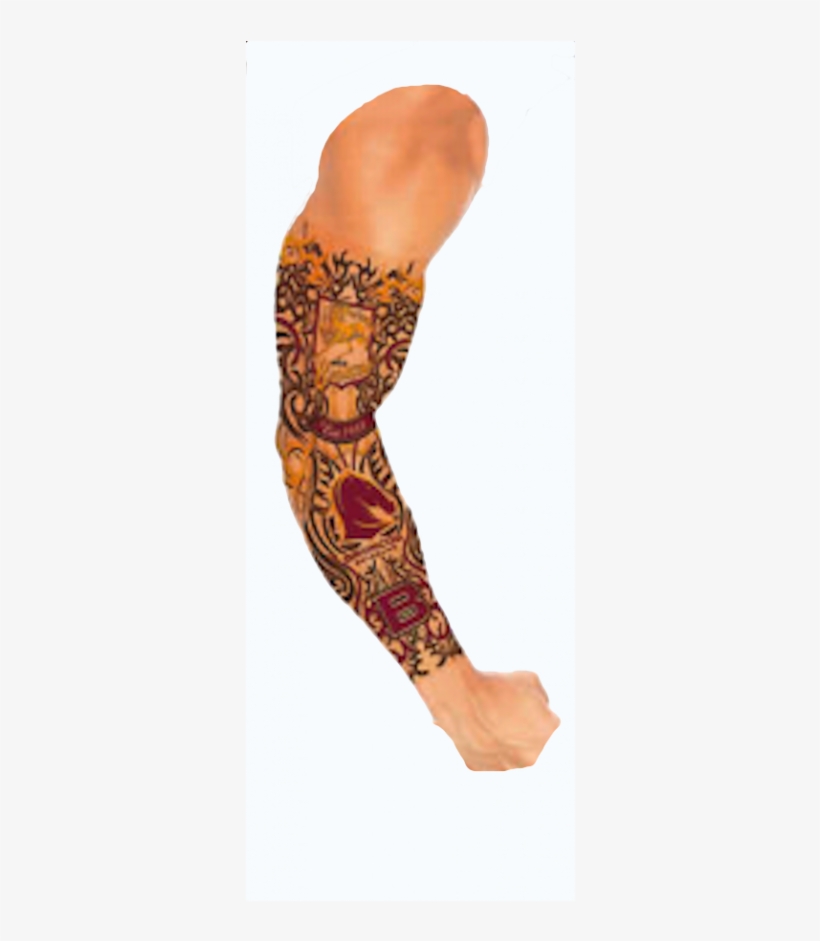 Brisbane Broncos Nrl Adult Tattoo Sleeve - Brisbane Broncos Tattoo Sleeve, transparent png #1614228