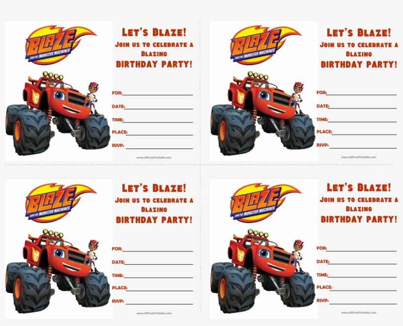 Blaze And The Monster Machines Birthday Invitations - Blaze Birthday Invitation Template, transparent png #1615117