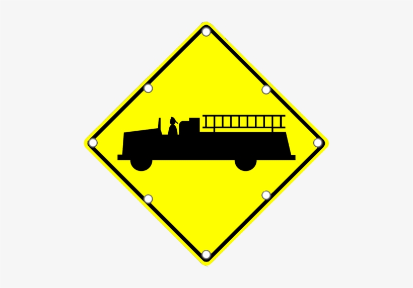 Flashing Led W11-8 Firetruck Sign - Main Road Ahead Sign, transparent png #1615450