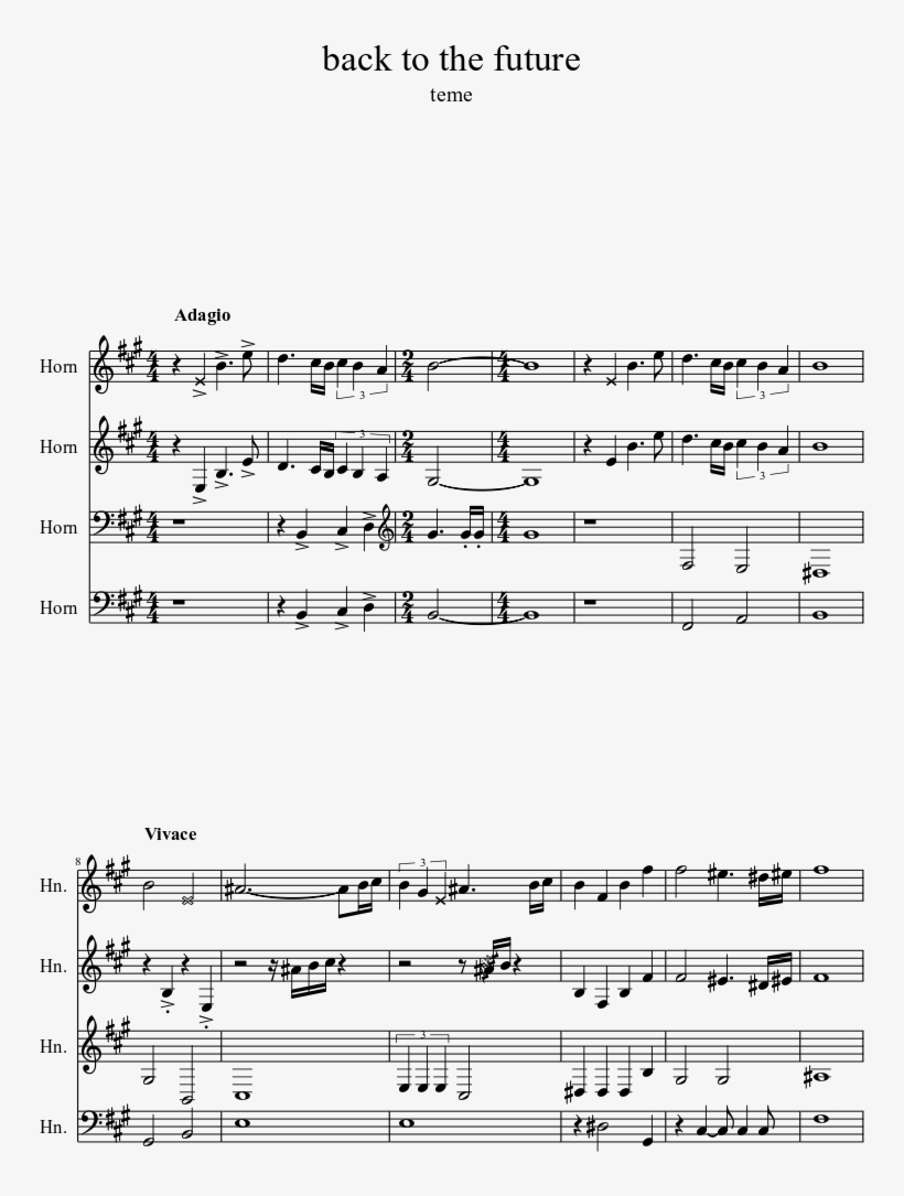 Back To The Future Sheet Music 1 Of 7 Pages - Hatsune Miku Sheet Music Alto Sax, transparent png #1616333