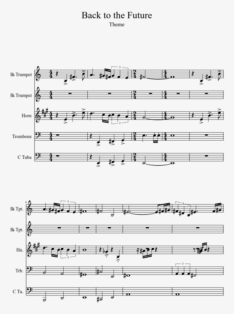 Back To The Future Sheet Music 1 Of 10 Pages - Sheet Music, transparent png #1616358