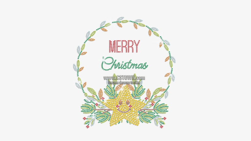 Bling Cute Star Rhinestone Transfer Decal With Wreath - Decal, transparent png #1618575