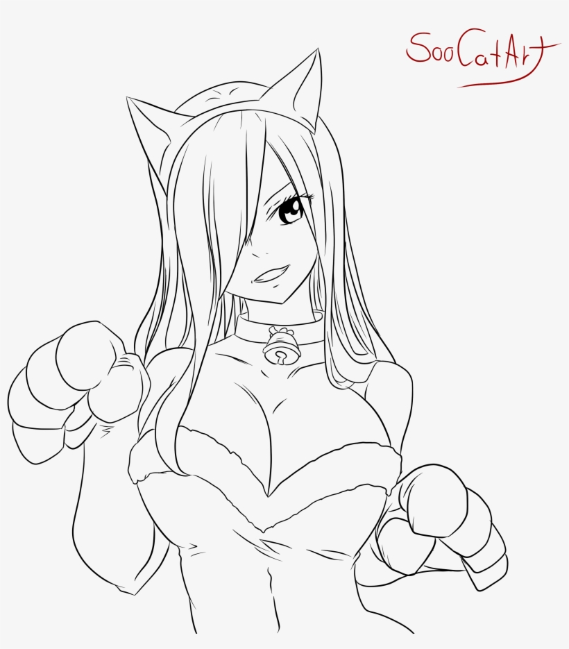 Banner Library Stock Fairy Tail Erza By Soocatart On - Fairy Tail Erza Line Art, transparent png #1618843