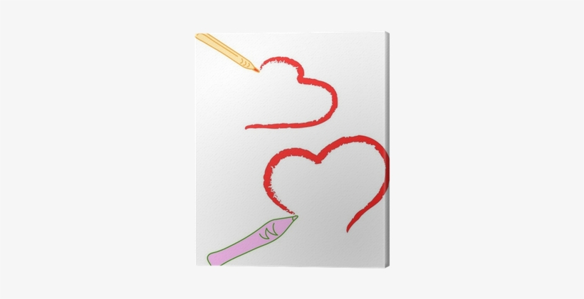 Sketch Of Pencils Drawing Two Hearts Canvas Print • - Drawing, transparent png #1618975