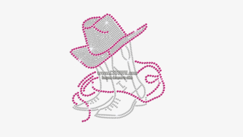 Cowgirl Boots & Hat Iron-on Rhinestone Transfer - Iron On Rhinestone Transfer, transparent png #1618999