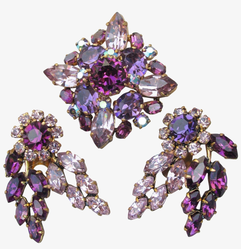 Made In Austria Vintage Lilac Purple Rhinestone Pin - Amethyst, transparent png #1619057
