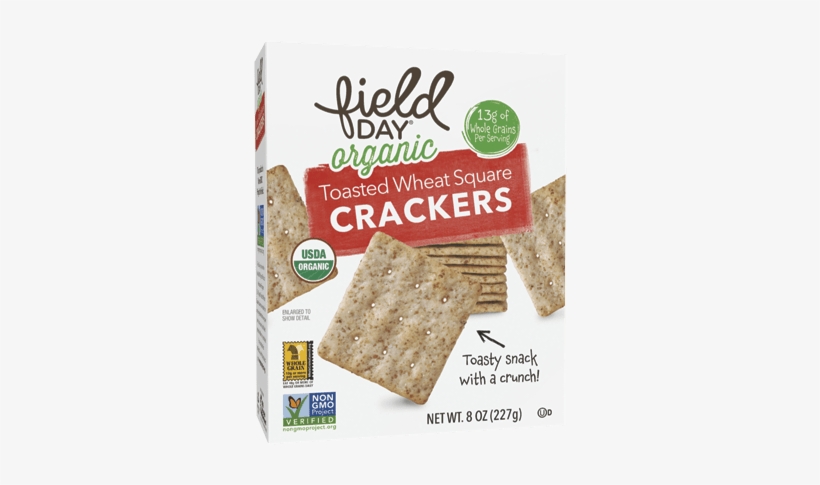 Organic Toasted Wheat Squares Crackers - Field Day Crackers - Organic - Golden Round - 8 Oz, transparent png #1619762