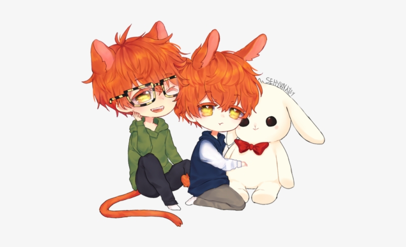 ᵕ •｡`) ♡ Kitty & Bunny ♡ - Saeran Choi Bunny, transparent png #1621496