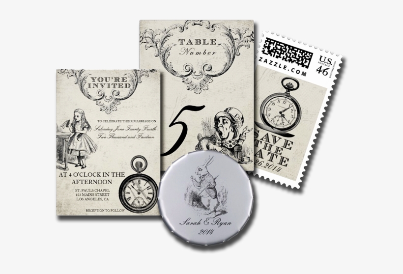 Alice In Wonderland Wedding Invitation - Alice In Wonderland, transparent png #1621861
