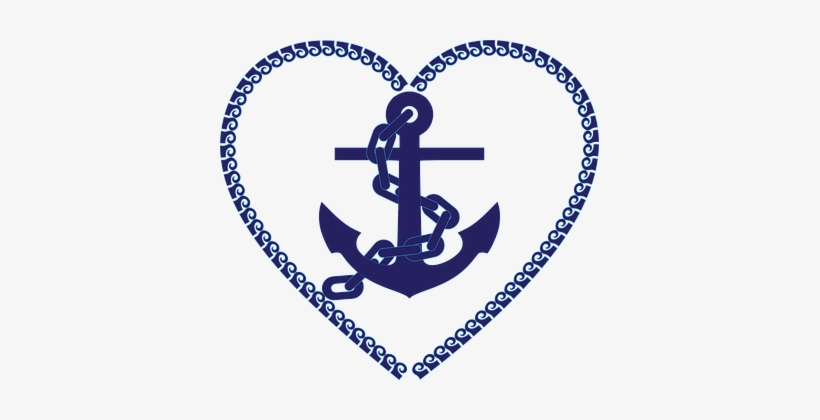 Anchor Chain Nautical Ocean Sea Water Mari - Heart Anchor Clip Art, transparent png #1622678
