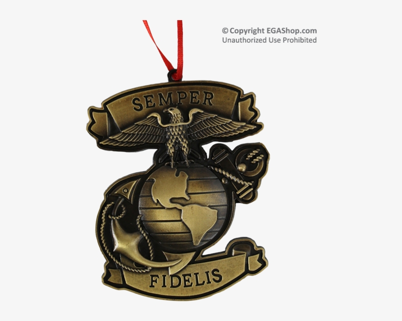 Metal Ornament With Eagle, Globe, And Anchor And "semper - Bronze Eagle Globe And Anchor Ornament, transparent png #1622746
