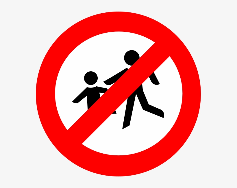 Zeichen No Children - No Pedestrian Road Sign, transparent png #1622969