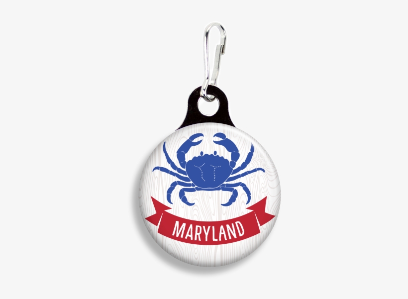 Maryland Blue Crab - Promotional Zoogee 1-1/8 Round Metal Zipper Pull Tag, transparent png #1623932