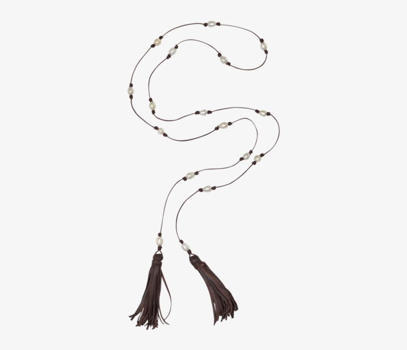 Leather And Pearl Lariat Necklace - Necklace, transparent png #1623933