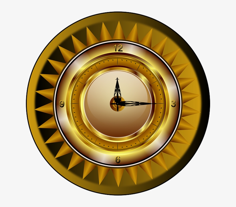 Clock, Gold, Watch, Time, Luxury, Analog, Ticker, Sun - Time Is Gold Png, transparent png #1625198