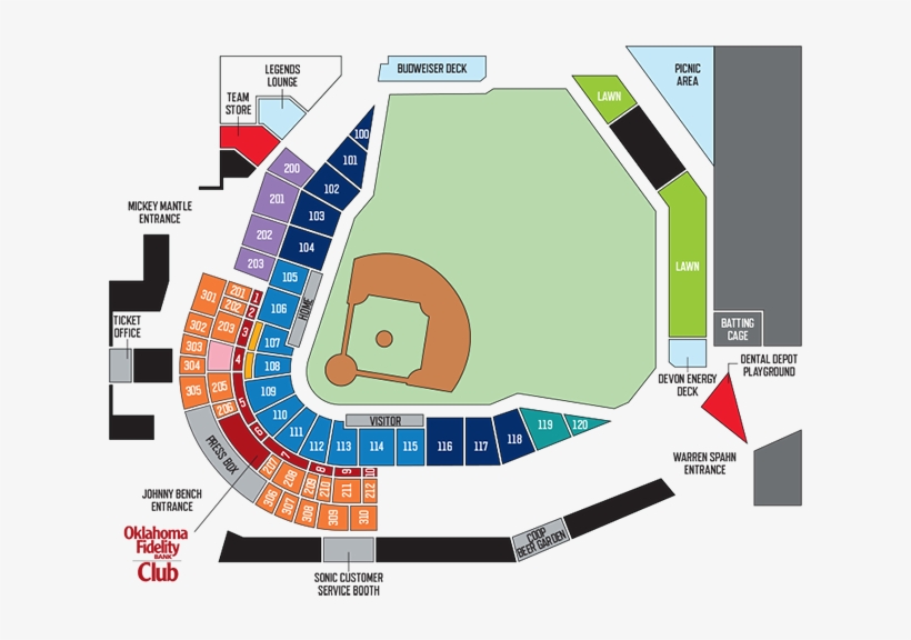 Seating Map & Pricing - Chickasaw Bricktown Ballpark Seating, transparent png #1625944