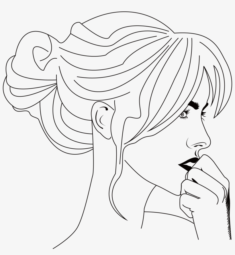 Black And White Cartoon Face Clip Art - Cartoon Woman Side Face Painting, transparent png #1626464