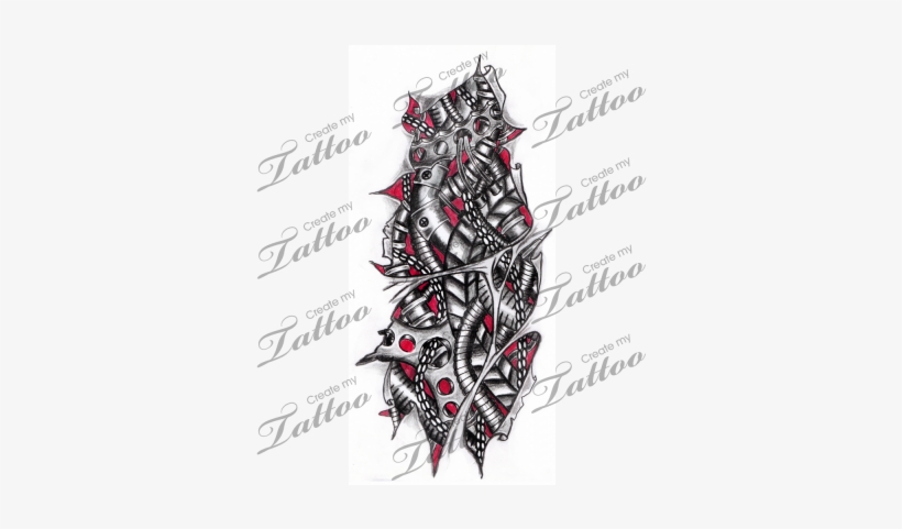 Marketplace Tattoo Biomech Torn Skin & Metal Tattoo - Design Tattoo Biomechanical Simple, transparent png #1626699