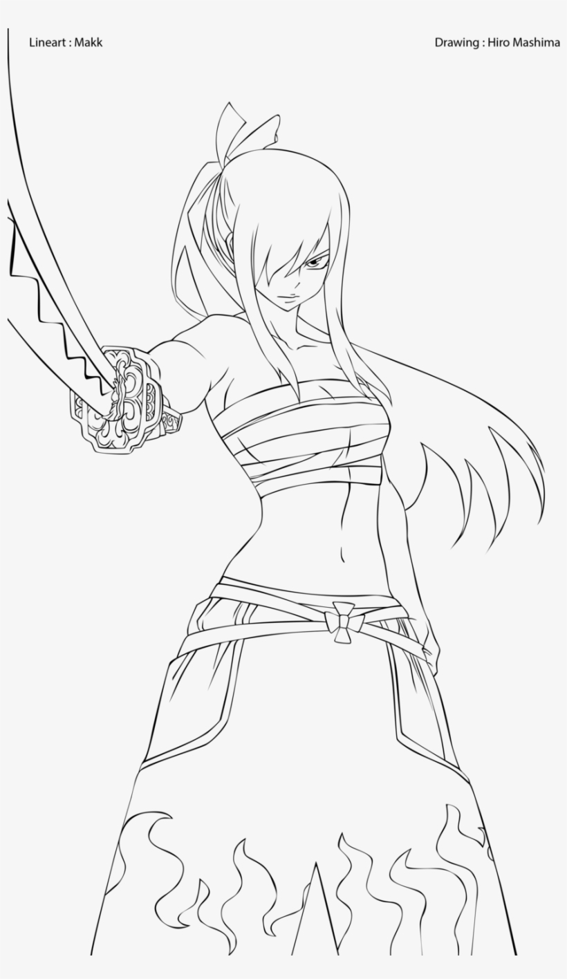 Erza Scarlet Coloring Pages - Fairy Tail Erza Scarlet Coloring, transparent png #1627541