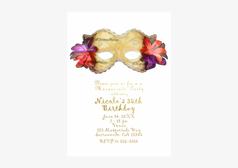 Floral Tropical Masquerade Make Gold Elegant Party - Birthday, transparent png #1627969