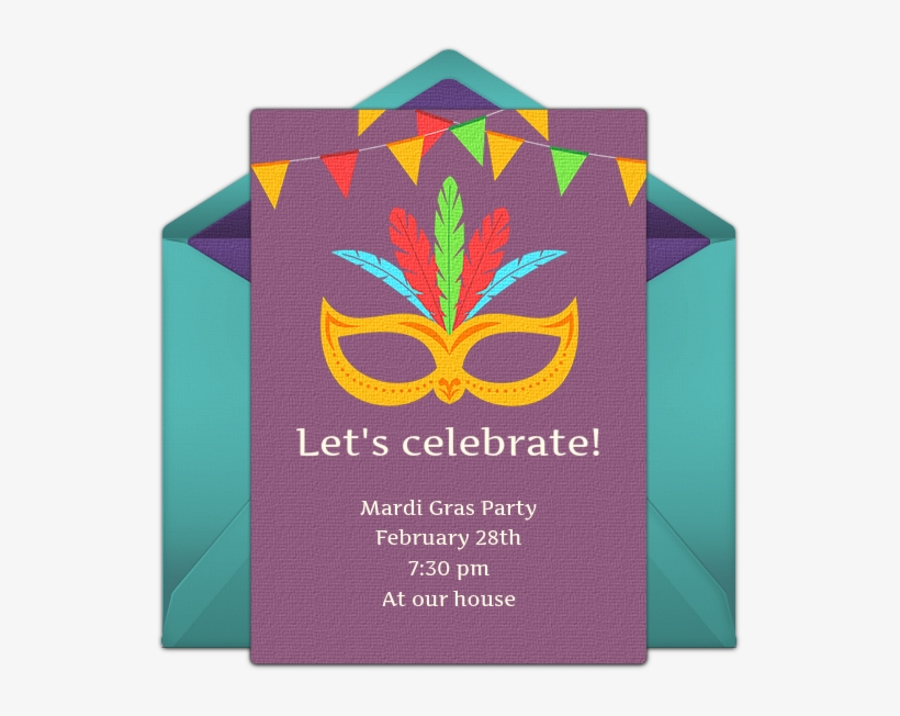 Mardi Gras Mask Online Invitation - Construction Paper, transparent png #1628304