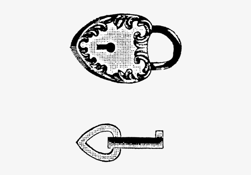 Heart Lock Era Free Vintage Clip - Clip Art, transparent png #1628305