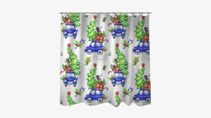 Watercolor Seamless Pattern With Cartoon Holidays Cars, - Playmat, transparent png #1628684