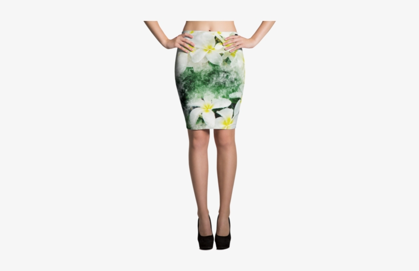 Pencil Skirt White Hawaiian Plumeria Art - Imagineavalon Funky Christmas Skirt, Ugly Sweater,, transparent png #1629788