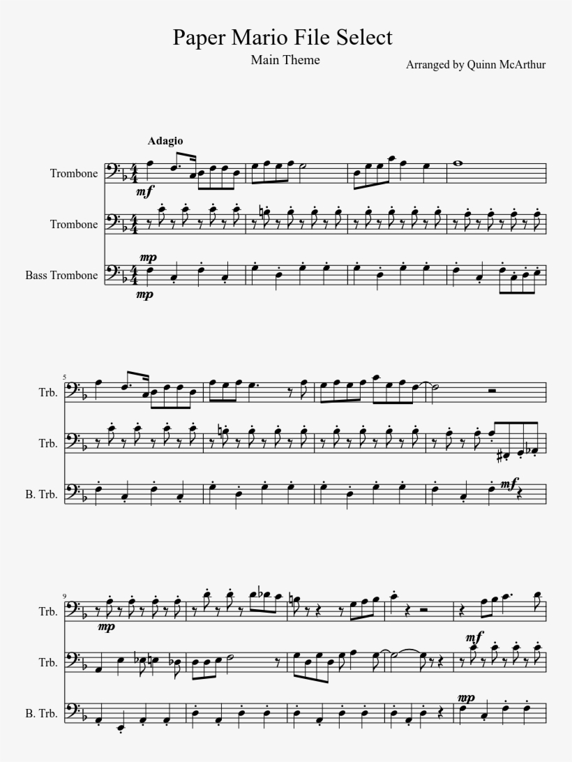 Paper Mario File Select Sheet Music Composed By Arranged - We No Speak Americano Notes, transparent png #1630131