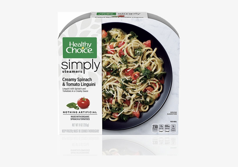 Creamy Spinach And Tomato Linguini - Healthy Choice Power Bowls, transparent png #1630132