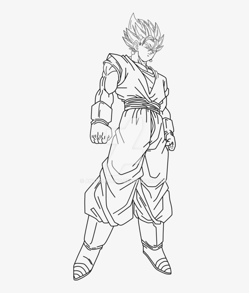 Blue Drawing Vegito Graphic Royalty Free Stock - Vegito Blue Dokkan Drawing, transparent png #1633091