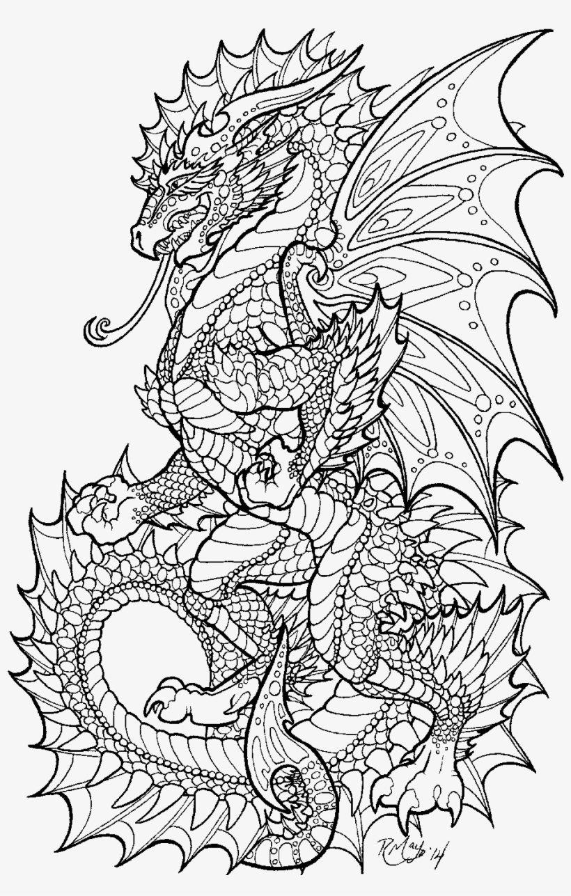 Adult Colouring Pages Dragon, transparent png #1633916