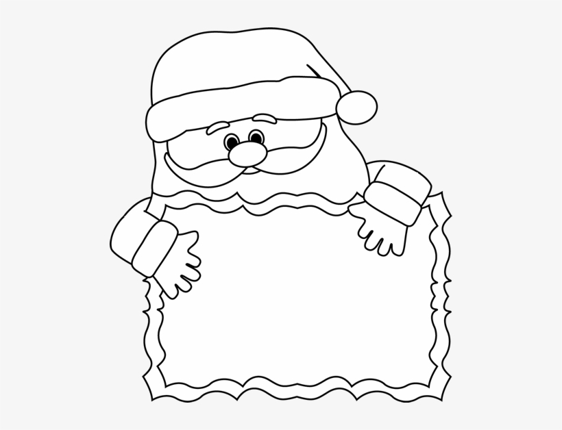 Black And White Santa Sign Clip Art - Clip Art Christmas Black And White, transparent png #1633982