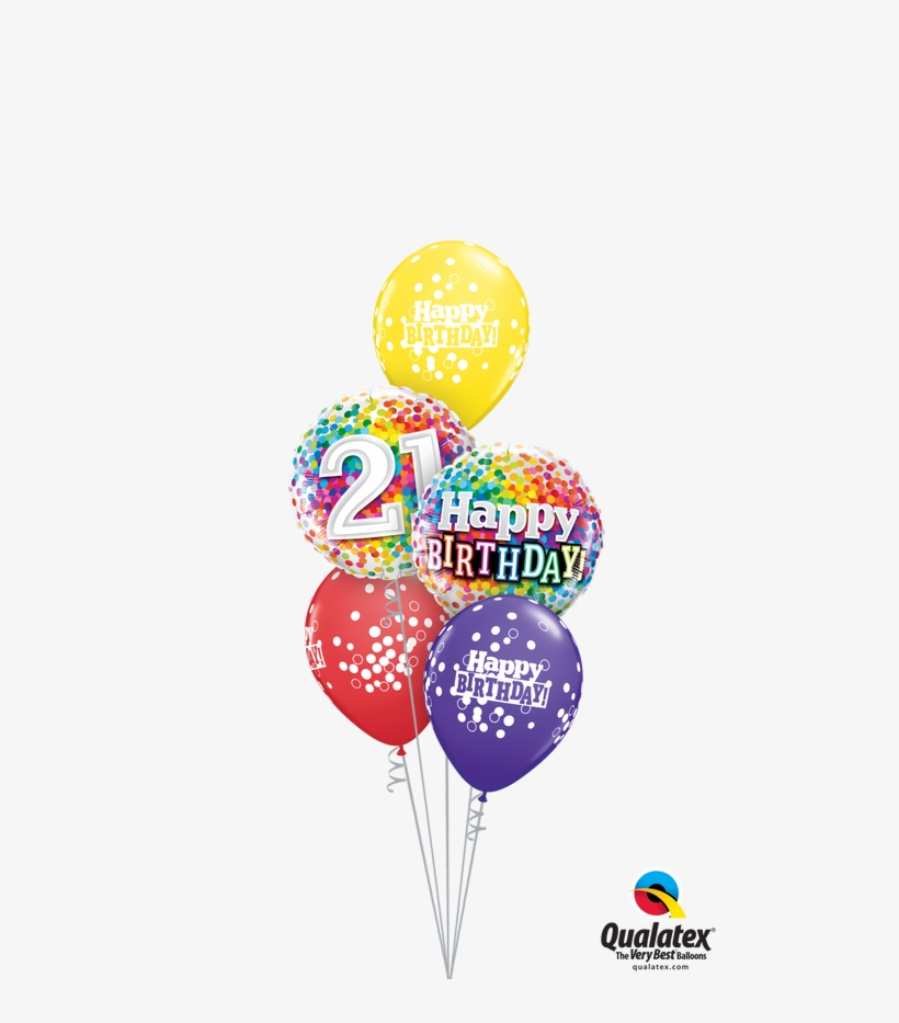 A Beautiful Arrangement Of Birthday Confetti Balloons - 18' Happy Birthday Rainbow Confetti Round Foil Balloon, transparent png #1634221