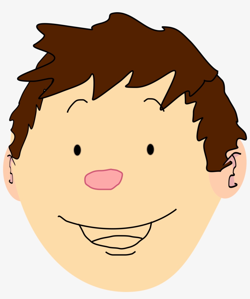 Brown Hair Clipart Boy Head - Boy Brown Hair Cartoon, transparent png #1635861