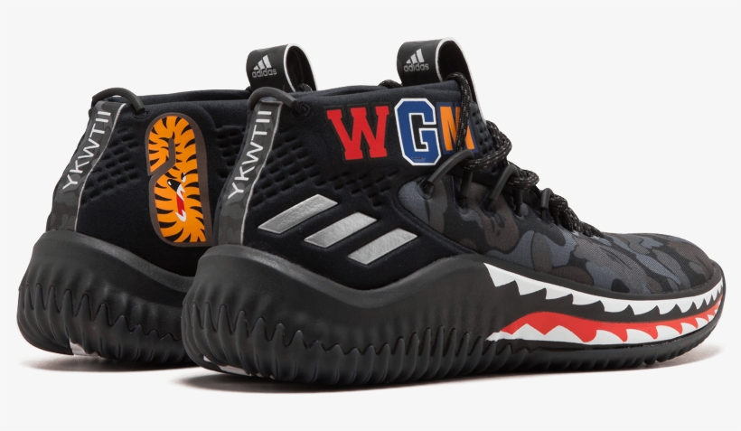 Adidas Dame4 Bape "bape/damian Lillard", transparent png #1636929