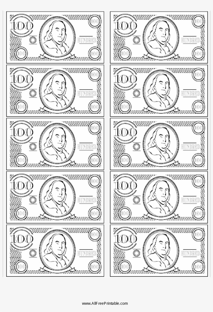 100 bill fake money main image printable play money
