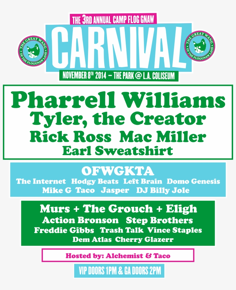 Odd Future Reveals Lineup For Camp Flog Gnaw Carnival - Odd Future Carnival 2017, transparent png #1638256